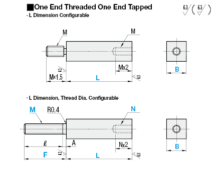 Square Posts/One End Threaded One End Tapped:Related Image