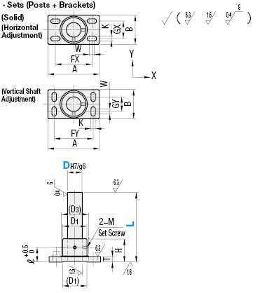Device Stands/Square Flanged/Slotted Hole Type/Horizontal Adjustment/Solid:Related Image