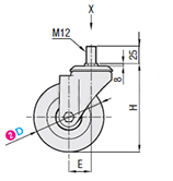 Economic type Electrically conductive wheel Screw type Dimensional drawing
