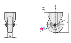 Economic type Electrically conductive wheel Fixed type Dimensional drawing