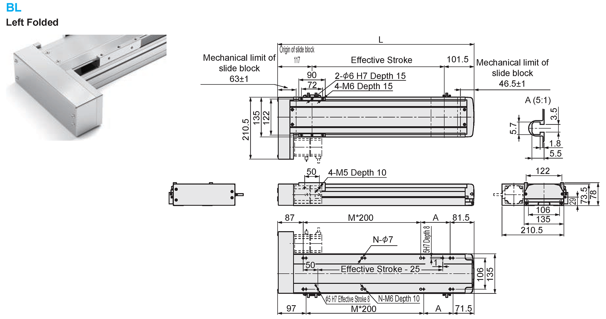 Dimensional Drawing of E-MTH13-BL