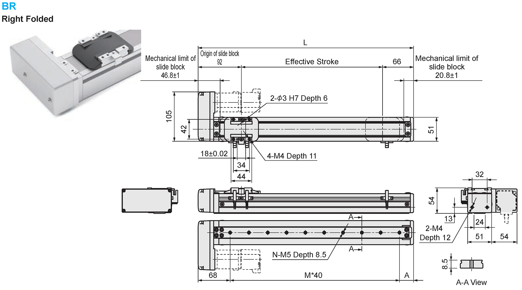 Dimensional Drawing of E-MTH6-BR