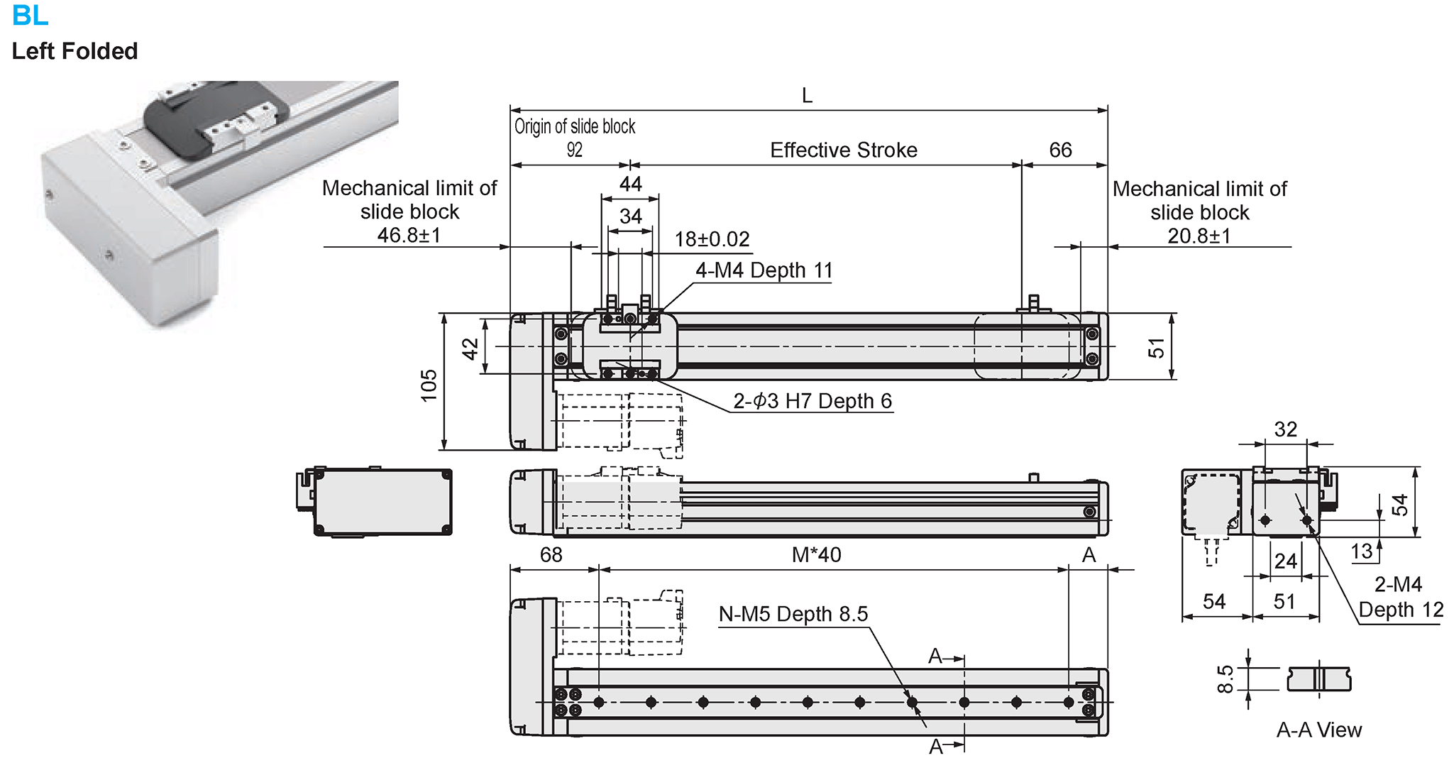 Dimensional Drawing of E-MTH6-BL