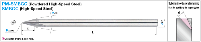 Powdered High-Speed Steel, High-Speed Steel Submarine Gate Drill, Tip Ball Type / 2-Flute, Straight Blade:Related Image
