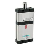 Flat cylinder, with intermediate stop function and free position drop prevention, UFCD Series