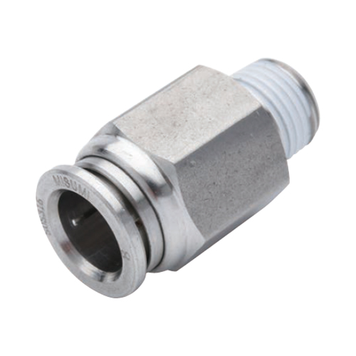 One-Touch Fittings Stainless Steel, Straight, Male Connector, Hex Flat E-PACK-MSSPC6-4