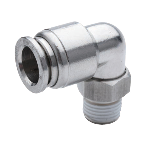 One-Touch Fittings Stainless Steel, Elbow Male Connector, Hex Flat