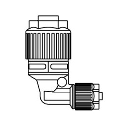 Fluoropolymer Pipe Fitting, LQ1 Series, Union Elbow Reducing, Metric Size LQ1E51-R5