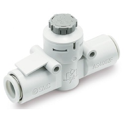 Speed Controller With Quick-Connect Fitting, Stainless Steel, Inline Type, Push-Lock Type AS-FG AS2002FG-06A-X214