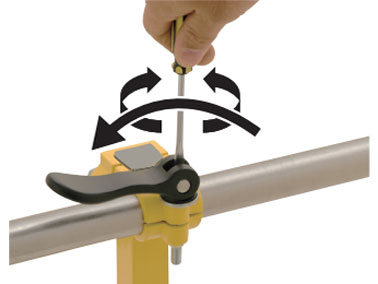3. Fold the handle fully to the un-clamping side and adjust the handle angle to a desired position with a flathead screwdriver.