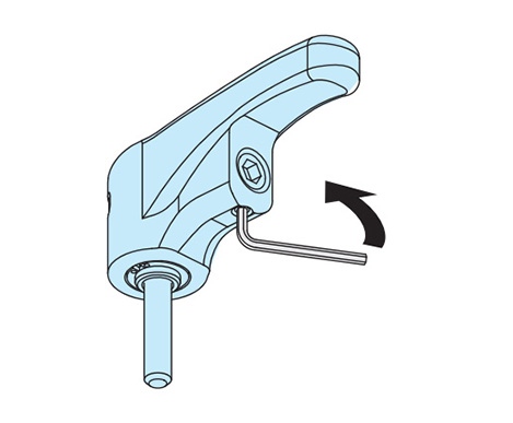 1. Loosen the locking screw on the underside.