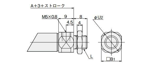 Horizontal piping, with mount thread, PBDA cylinder diameter × stroke -M-1A 