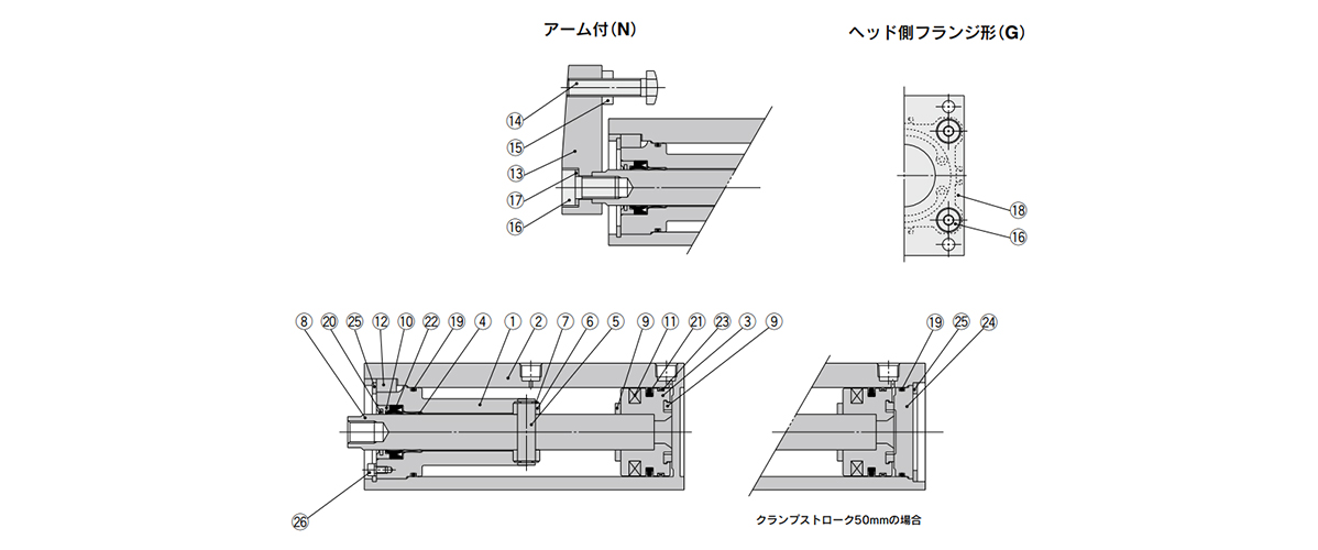 MK2T□20 to MK2T□63: structural drawings