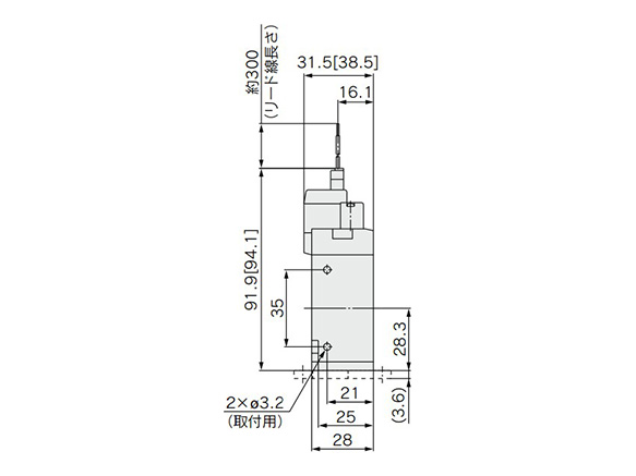 L plug connector (L): SYJ7120-□L□□-01□ (-F) dimensional drawing