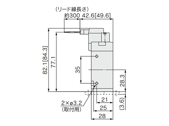 M plug connector (M): SYJ7120-□M□□-01□ (-F) dimensional drawing