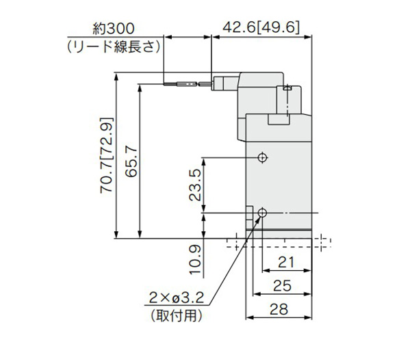 M-type plug connector (M): SYJ7□2-□M□□-01□(-F) dimensional drawing