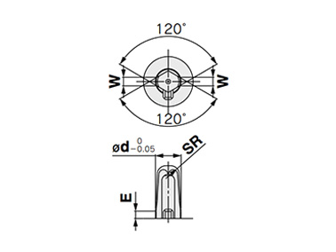 Diamond type guide pin shape dimensional drawing (ø17.5 [guide pin diameter 17.5 mm] or more)