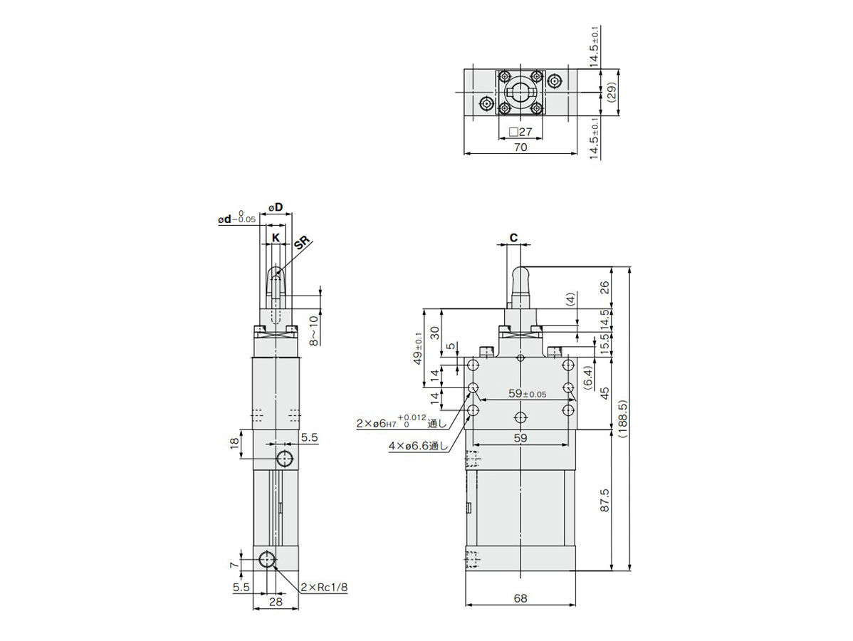 CKU32 (clamping height LOW) dimensional drawing
