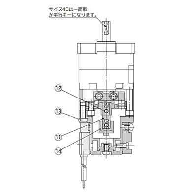 With auto switch + angle adjuster; size 20, 30, 40 structure drawing