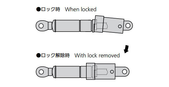 B-461-S operation example (When locked: Push outer shell to release. When unlocked:)