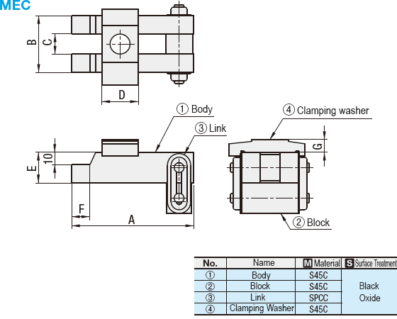 Matex Easy Clamp: Outline Drawing