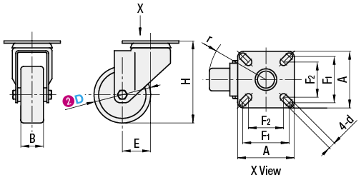 Casters  Light Load  Wheel Material: TPE:Related Image