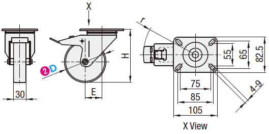 Casters - Medium Load - Wheel Material: Urethane - Swivel Type + Stopper:Related Image