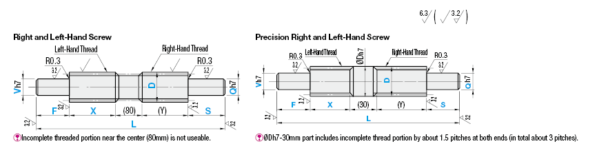 Lead Screws/Right and Left-Hand Thread/Center h7/Both Ends Stepped:Related Image