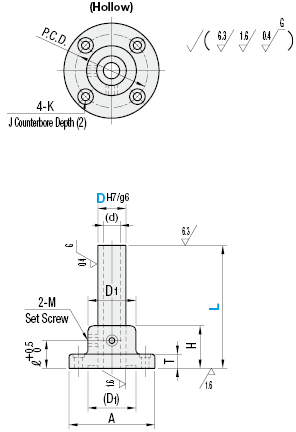 Device Stands - Round Flanged Set, Through Holes (Hollow):Related Image