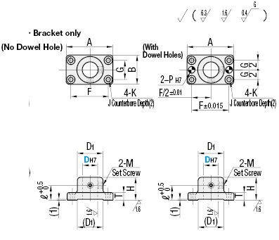 Device Stands/Square Flanged/Through Hole Type/With Dowel Holes/Bracket only:Related Image