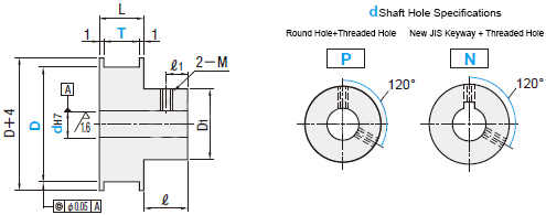 Specifications Drawing of MISUMI Flat-belt Pulleys