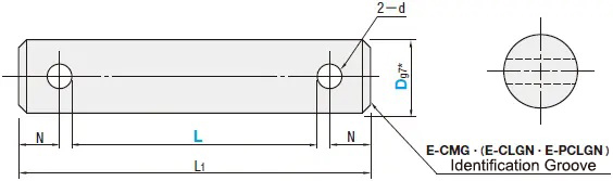 Pivot Pins Straight, Cotter Pin, Dimensional Drawing