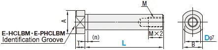 Pivot Pins Shouldered, Tapped, Dimensional Drawing