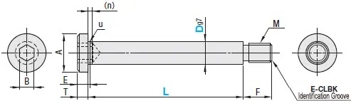 Pivot Pins Extra Low Hex Socket Head, Shouldered, Lock Nut, Dimensional Drawing