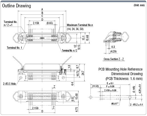 Solder Spring-lock Centronics Connector (PCB Angle Male):Related Image