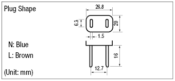 AC Cord - Fixed Length (CCC) - Single-Sided Cutoff Plug:Related Image