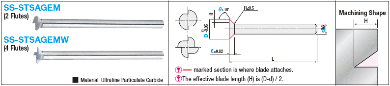 Carbide T-Slot Cutter, 2-Flute / 4-Flute, Slim Shank, Angular:Related Image