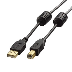 USB 2.0 Cable with Ferrite Core, Type A Connector <=> Type B Connector