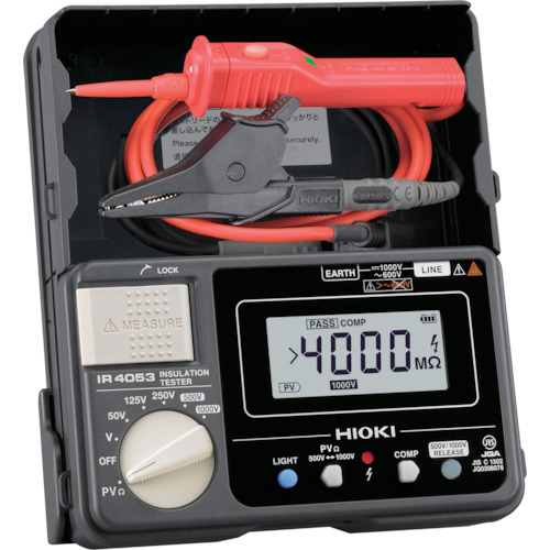 Insulation Resistance Tester IR4053 (5 ranges), Test leads with switch included