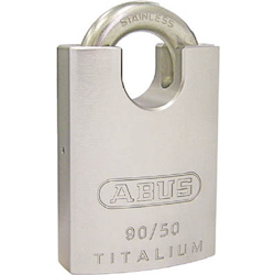 Cylinder padlock with shackle guard (stainless steel crane)