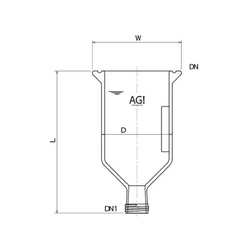 Conical Reaction Vessel (45°) With Stirring Baffle, 3954 Series