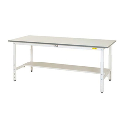 Work Table 150 Series, Height Adjustment Type H600 to H900 mm, With Half-Sided Shelf Board, SUPA Series