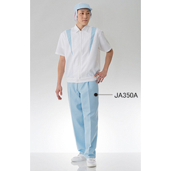 Clean Short Sleeved Upper Garment, White × Blue, JB258A-12 61-0092-69