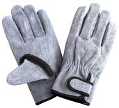 Heavy Duty Oiled Leather Gloves - with Hook & Loop Fastener And Black Thumb Webbing