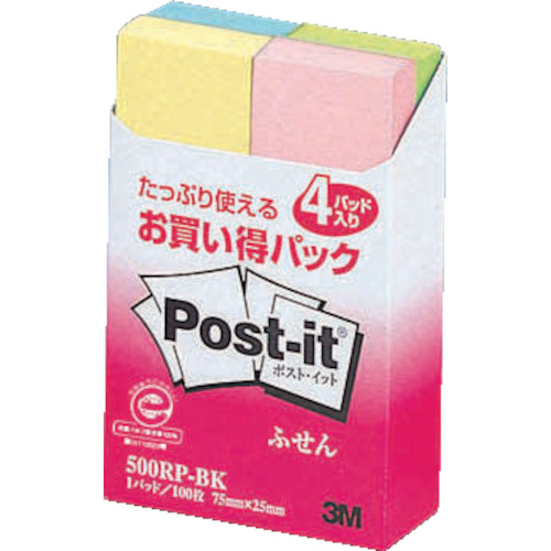 3M Post-it® 75 x 25 mm 100 sheets x 4 Pads 4 Mixed Colors 