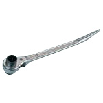 With Curved-Bolt-Hole Aligner, Double-Sided Ratchet Wrench, Nickel Chrome Plated Finish RNB1719