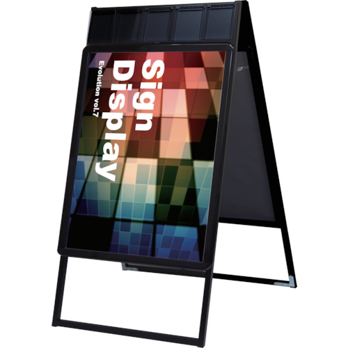 Poster Grip Stand Signboard with Brochure Cases, Double-sided Type