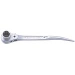 Short Ratchet Wrench With Oppositely-Curved Bolt-Hole Aligner (Single Open-Ended) RG-17X19S