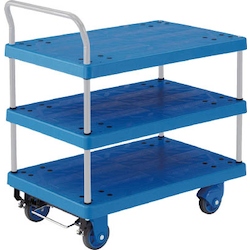 Plastic Trolley, Grand Cart, Silent, One-Side Handle 3-Level Type / with Stopper TP-X705S