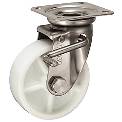 JAB-Type Stainless Steel Swivel Caster (With Double Stopper) 130‑mm Size (Metal Fitting Only, No Wheel)